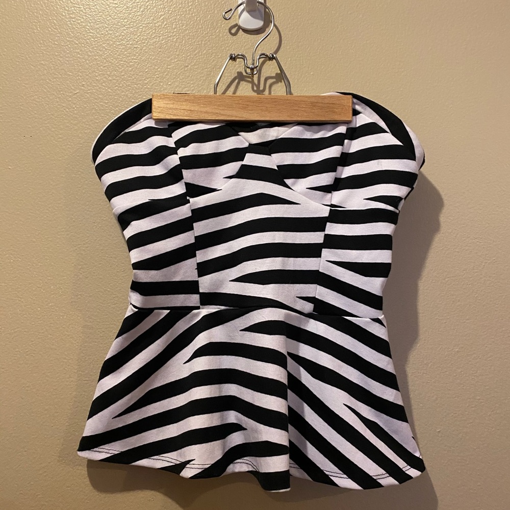 Urban Outfitters Black/ white peplum shirt